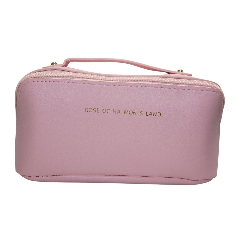 Rose of No Mans Land Pink Vegan Leather Travel Makeup Bag Organizer